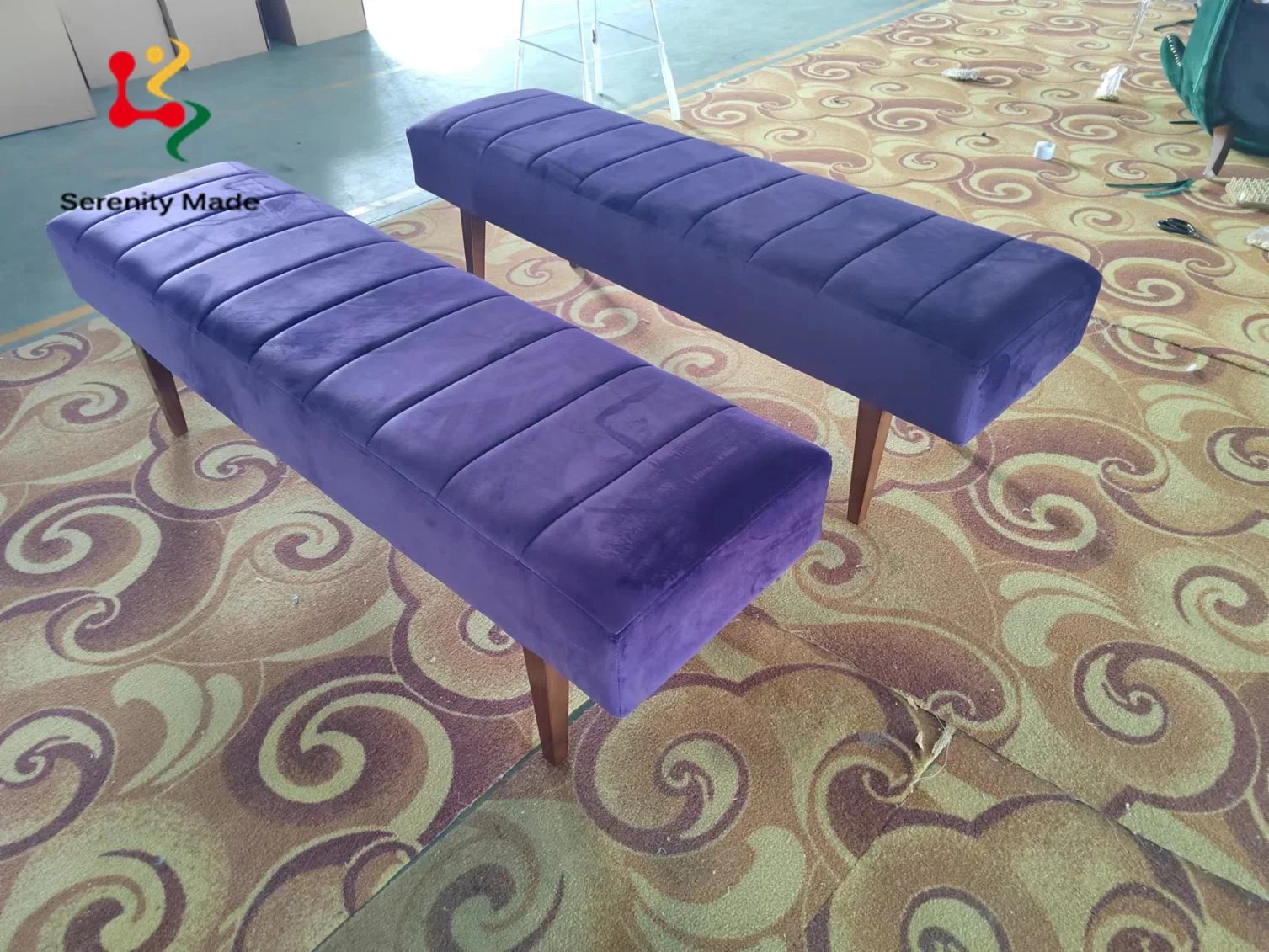 Hotel Furniture Entrance Hallway Bedroom Ottoman Upholstered Benches Velvet Footrest Bed End Stool Bench