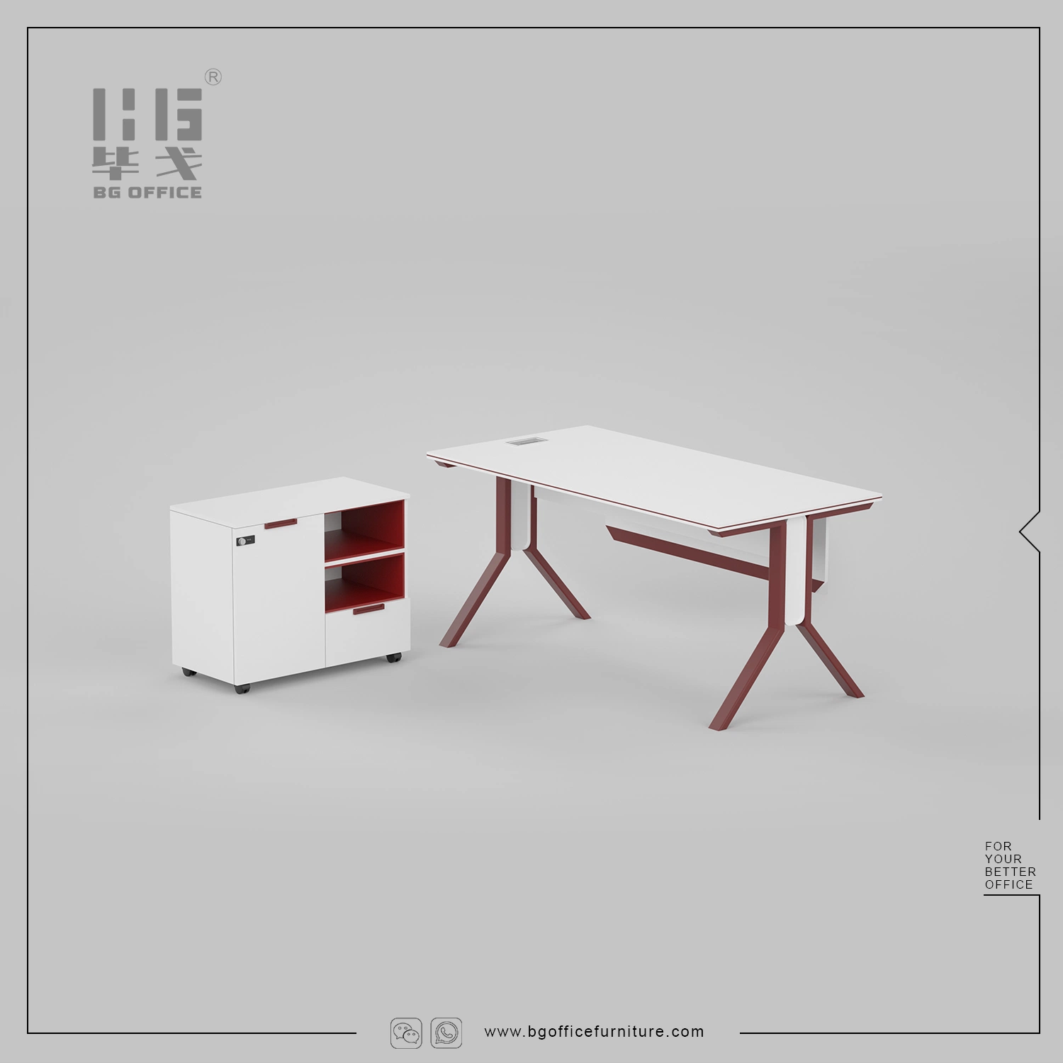 Wholesale/Supplier Modern Furniture Steel Leg Morandi White Red Office Desk Workstation