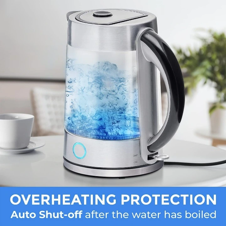 Factory Outlet Cordless Glass Water Boiler Stainless Steel Filter Electric Kettle