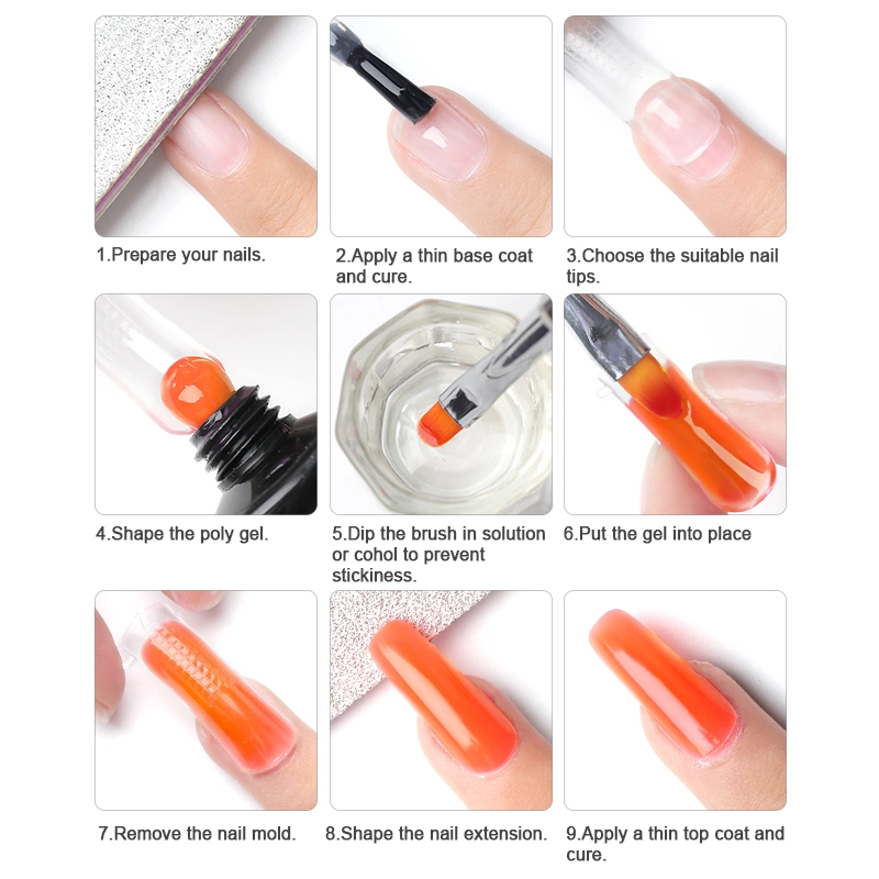 HS OEM Private Label Nail Art 15ml Acrylic Colorful Poly Nail Gel Nail Extension for Wholesale/Supplier