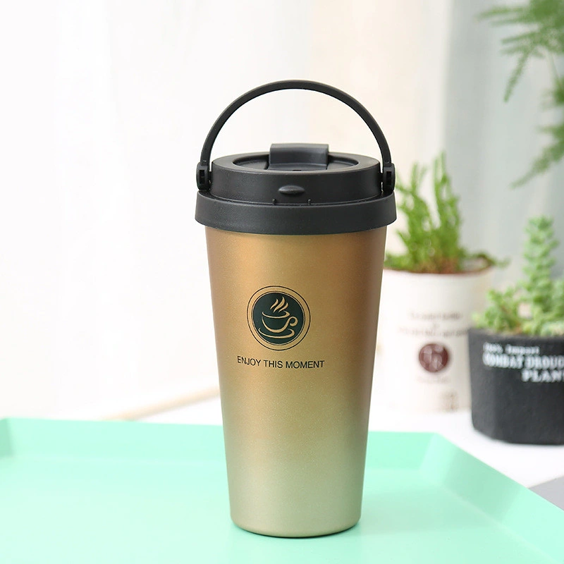 18 Oz 500ml Stainless Steel Thermos Cup Folding Handle Coffee Mugs