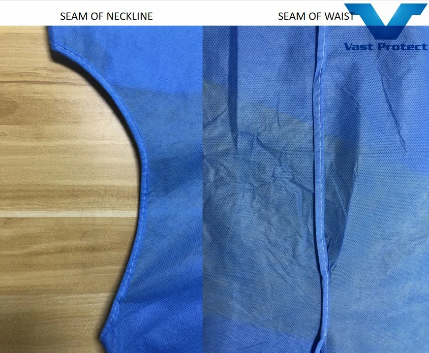 Abrasion & Tear Resistant Medical Protective Knitted Fabric Disposable SMS Isolation Gown