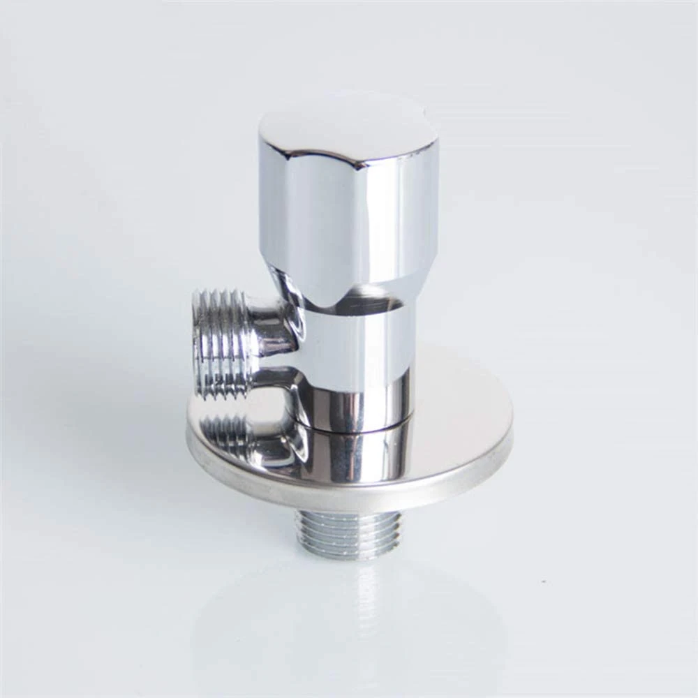 Chrome Finish Angle Valve Two-Way Zinc Alloy Handle Water Angle Valve Brass Angle Stop Valve for Bathroom Toilet Kitchen