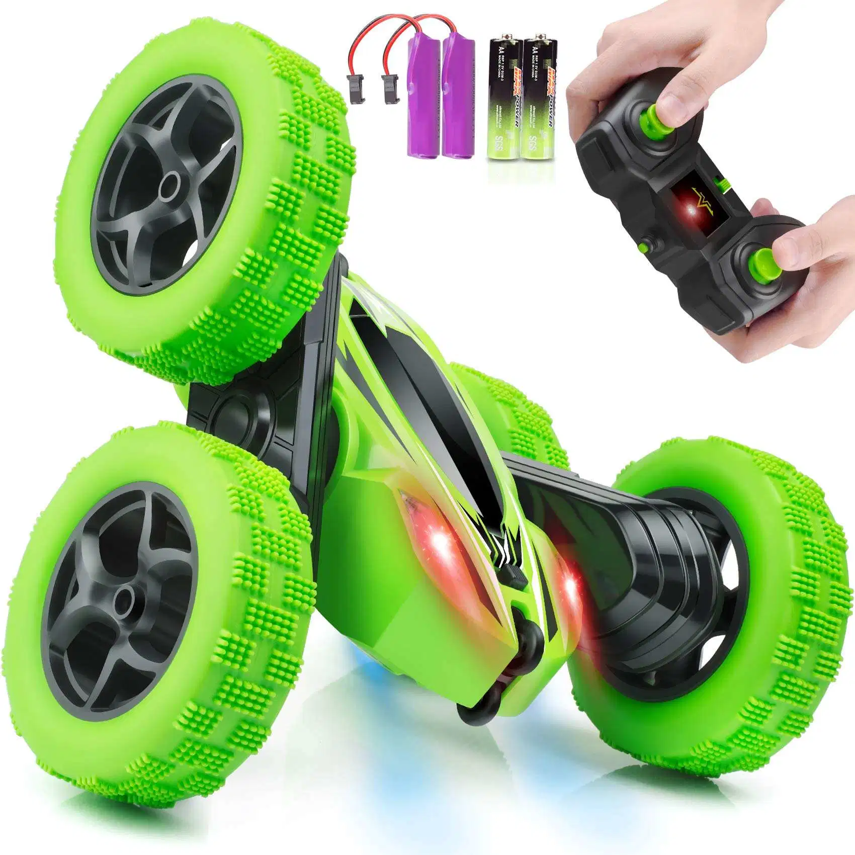 Ferngesteuertes Auto 360 Degree Friction Cars Radio Control Vehicle Rotating Light Toy 2.4GHz LED 4WD RC Stunt Car Double Sidet