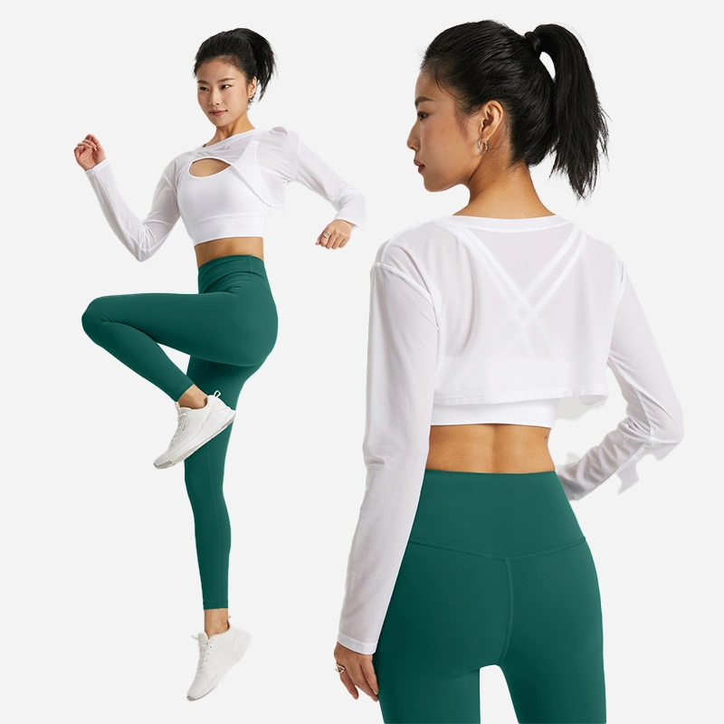 Wholesale/Supplier Factory Jacquard Yoga Top Armpit Cover Women's Summer New Casual Crewneck Fitness Clothes Light Breathable Cutout Sports Top Women's Blouse