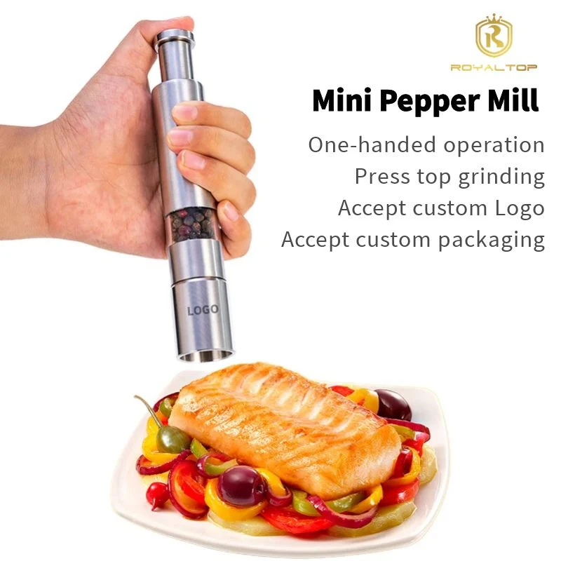 Kitchen Grinder Stainless Steel Spice Shaker Mini Salt and Pepper Mill for Peppercorns Sea Salt