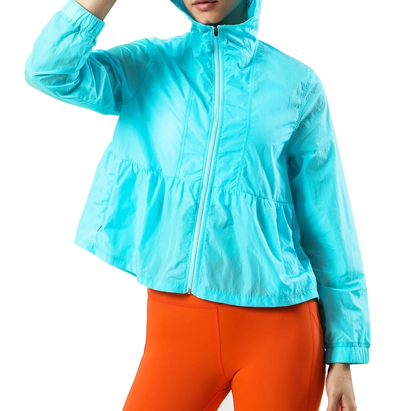 100%Polyester Gym Wear Sun Protection Women Full Zip up Track Sports Jackets