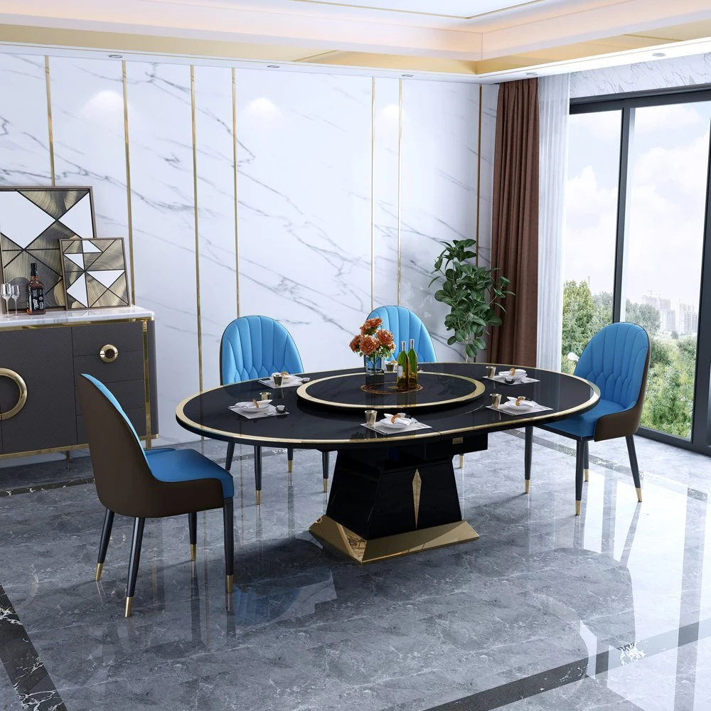 Modern Luxury Kitchen Metal Legs Dining Table Stainless Steel Dining Room Restaurant Furniture