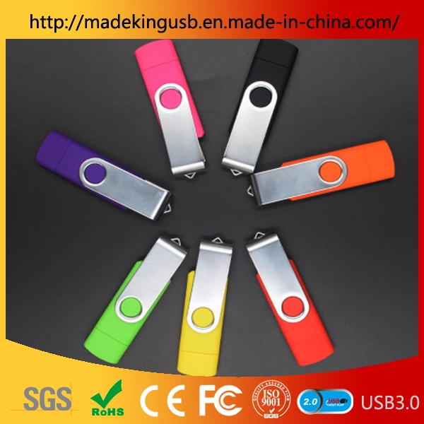 Popular Metal + Plastic Rotating OTG USB Stick /Android Mobile Phone Computer Dual-Use Pen Drive