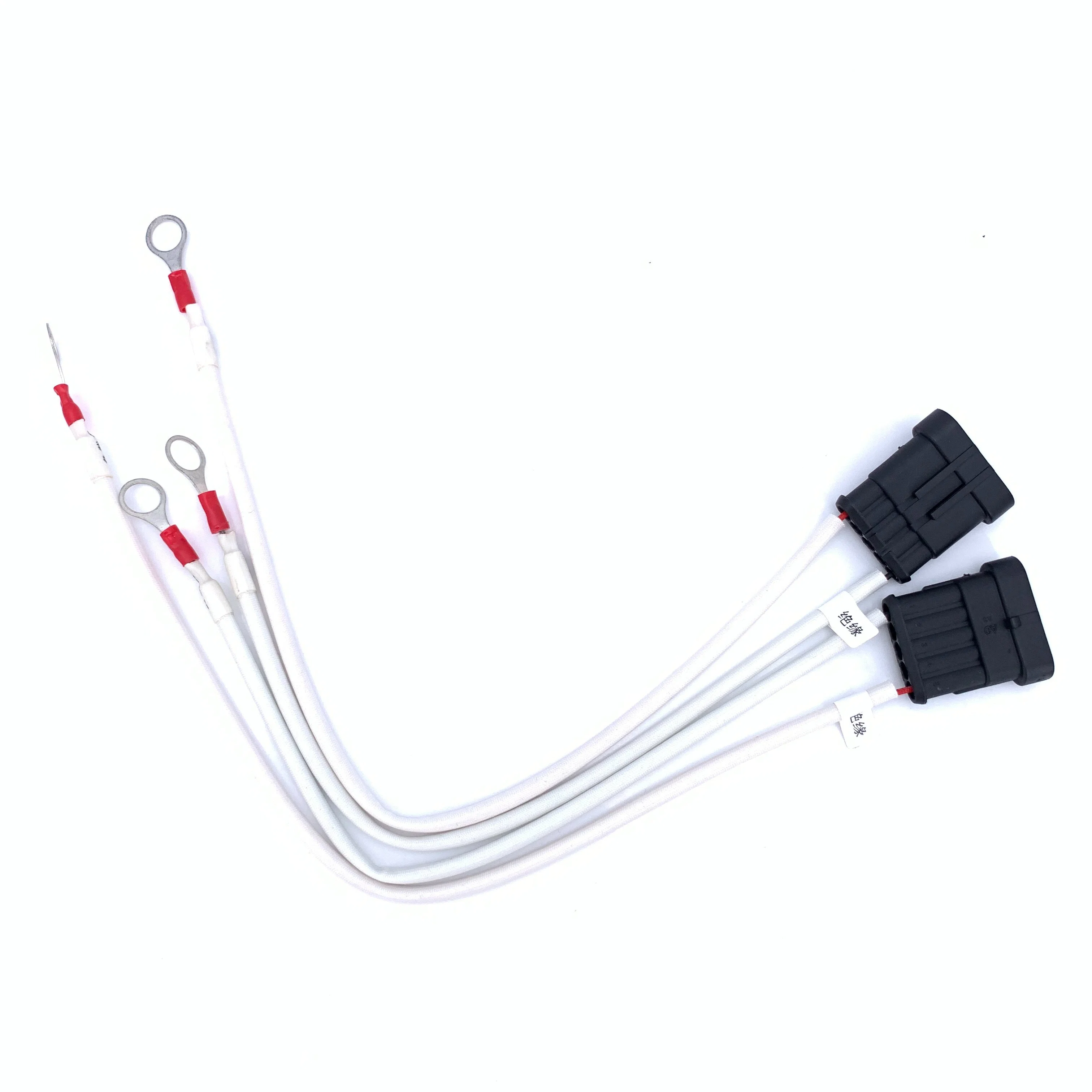 New Energy Vehicle Waterproof Connector, Cable Wiring Harness, Tyco 282106 Sensor Connector, 4p Wire to Wire, Sleeve High Temperature Glass Fiber Tube Wire Line