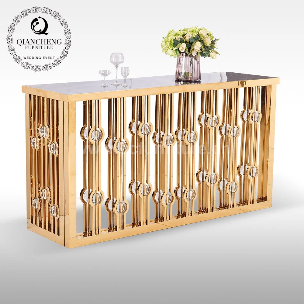 Romantic Golden Stainless Steel Bar Table for Wedding Event