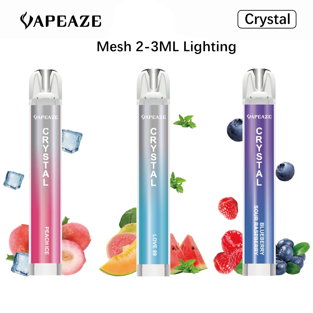 Malha eletrônica para cigarros 2ml 600 puffs 0% 2% 5% nicotina Esferográfica Vape descartável para atacado, ske Crystal Bar, ponta de gotejamento plana Sabores de várias cores com mais de 20