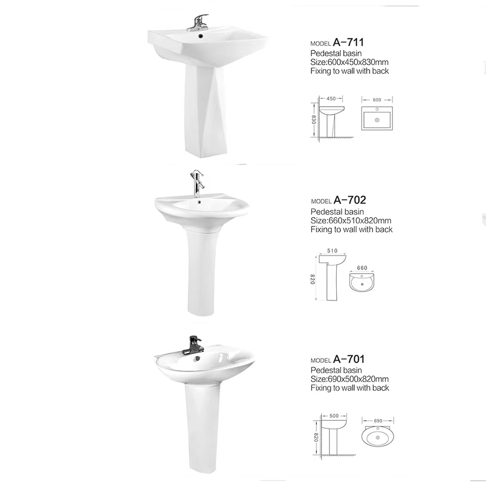 Bulk Price Wholesale/Supplier Back to Wall Bath Wash Pedestal Basin for Bathroom