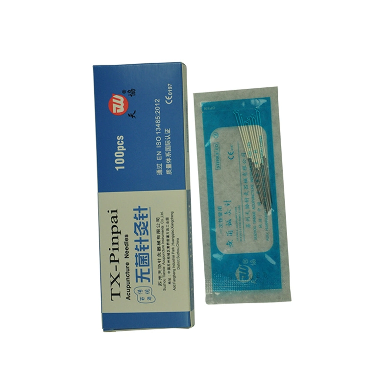Estériles desechables médica China Embalaje bolsa de plástico el mango de alambre de plata de las agujas de acupuntura con certificado CE