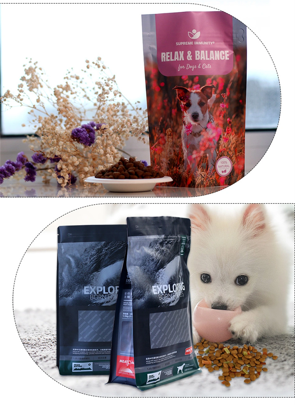 Digital Printing Custom Mylar Stand up Plastic Pet Cat Dog Storage Flat Bottom Zipper Biodegradable Food Bag