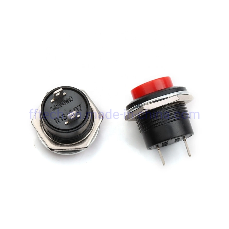 Factory Supply 16mm Pushbutton Switch DIP PCB Red Button off-on Momentary Normally Push Button Switch