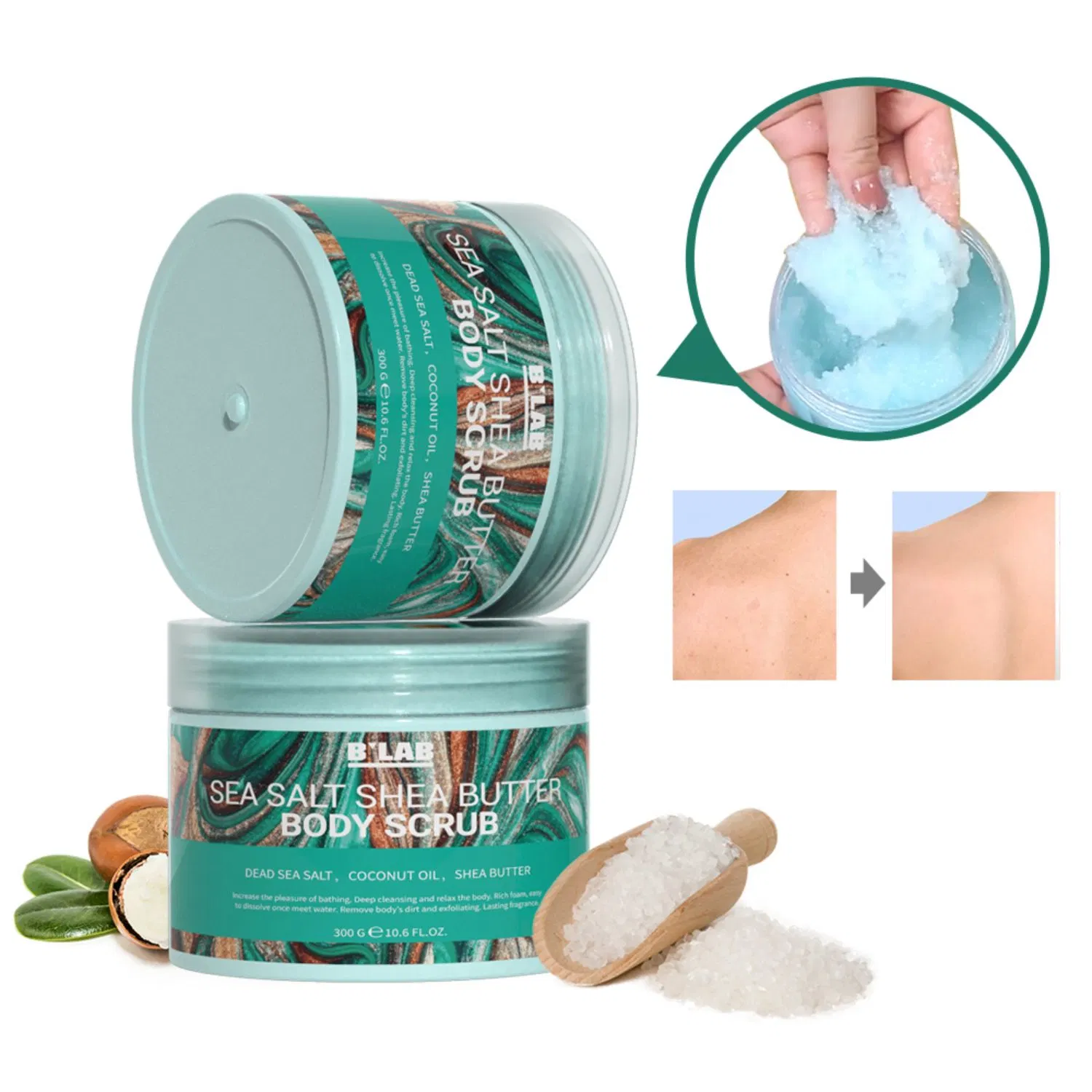 Wholesale Natural Skin Care Products Bath Skin Scrubs Sea Salt Shea Butter Body Scrub