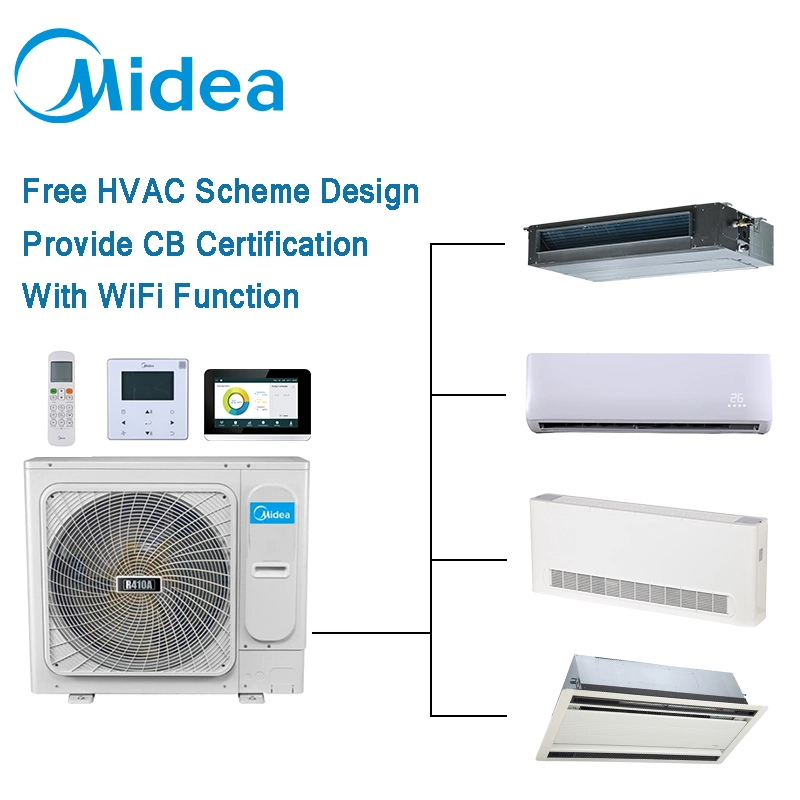 Midea 4.5HP 40kbtu Tecnologia Avançada de silêncio Mini-bomba de calor AC Ar Condicionado Central Sistema Vrf Preços Multi Split Condicionador de Ar Central