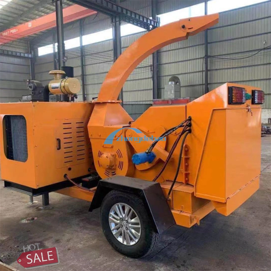 China Forestry Mobile Diesel Engine Wood Chipper Shredder Branch Wood Chip Crusher Machine for Sale