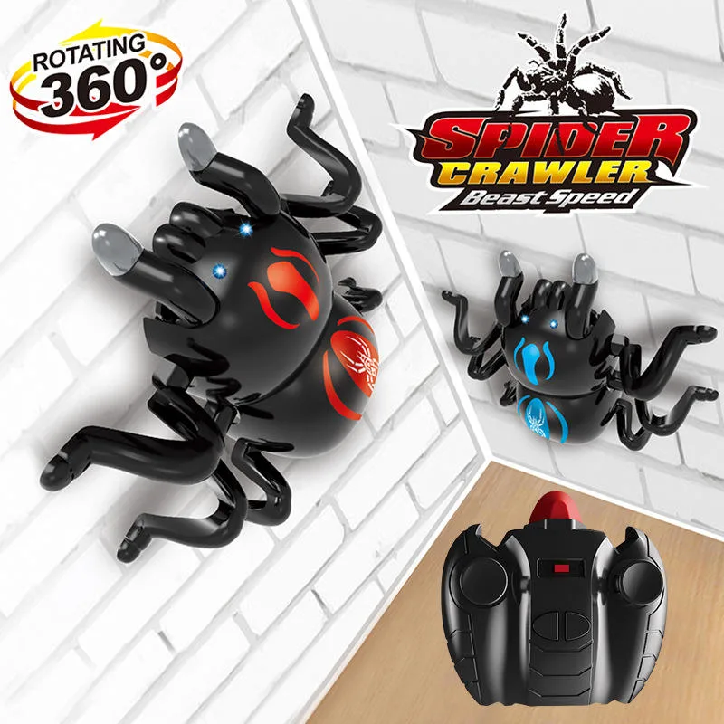 2.4G Infrared Remote Control Wall Climbing Spider Toy Kids Novelty Electric Radio 4 Channel RC Stunt Spider Mischief Prank Toy