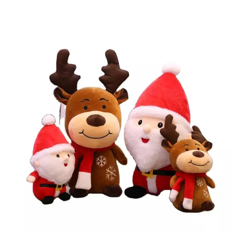 Cute Deer Santa Claus Snowman Crianças Stuffed decoração Reindeer Natal Oferta de brinquedo macio para criança