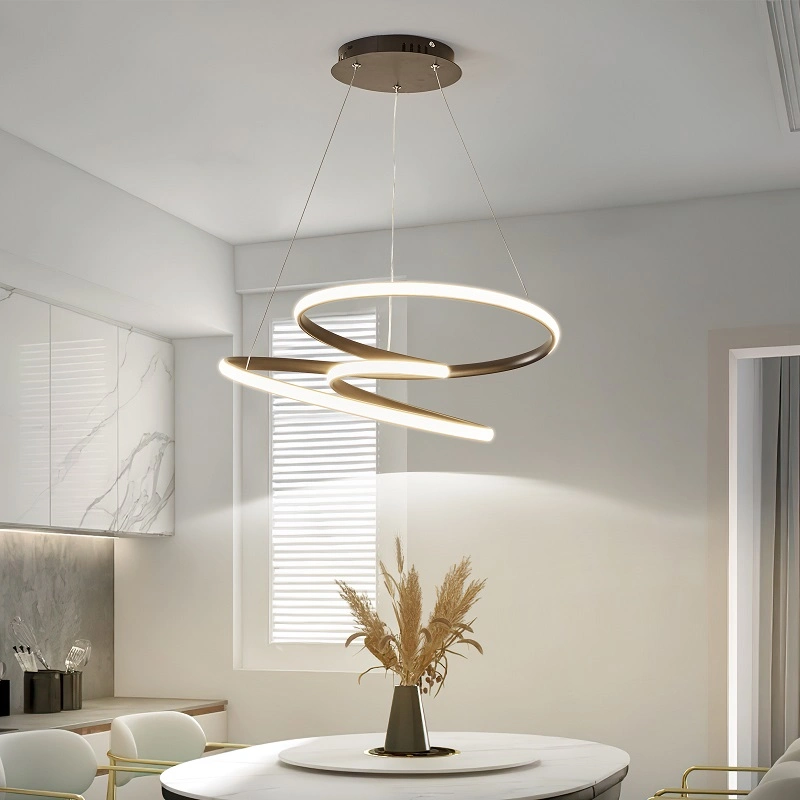 Living Room Hotel Gold Circle Line Ring Round Ceiling Pendant Light LED Chandelier
