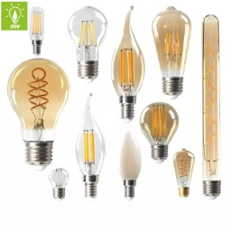 Decoration Antique Edison Replacement T45 2W 4W New ERP Amber Clear Frosted LED Inoor Soft Filament Bulb with Warm Cool Daylight White E27