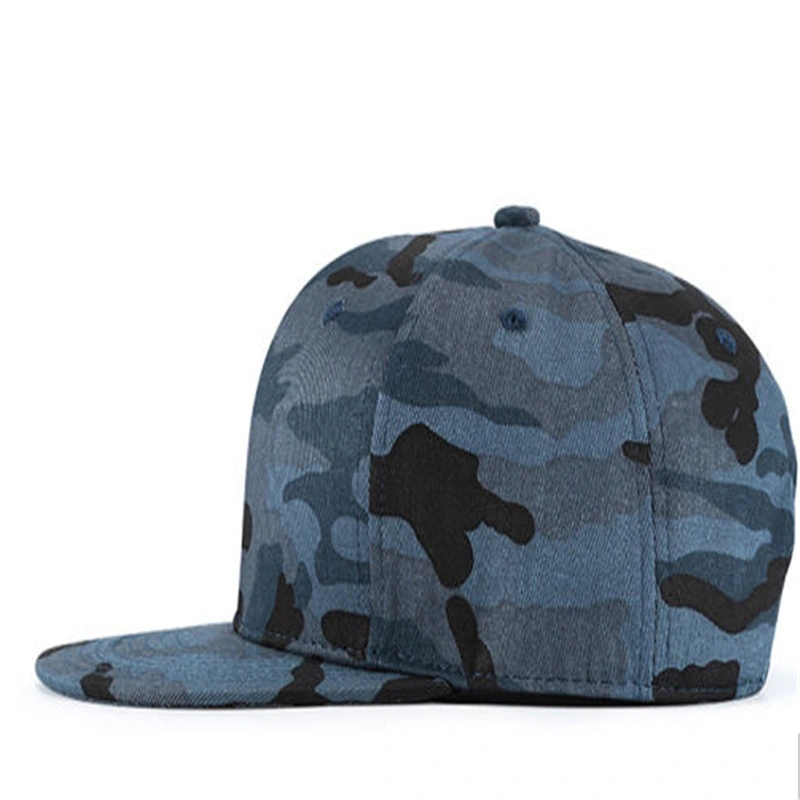 Custom Navy Blue Camo Snapback Hat Acrylic Camouflage Snapback Cap