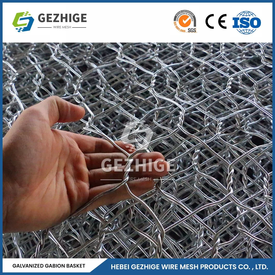 Gezhige 80X100 mm Galvanized Steel Gabion Cage Manufacturers 3.0-4.0mm Selvedge Wire Thickness PVC Coated Steel Mesh Gabion China 2.0*1.0*1.0 M Galvanized Mesh