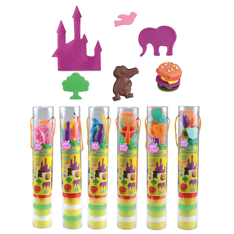 Arious Educational Mold Tools Clay Sets New Portable PVC Cylinder Packing Playdough Kids