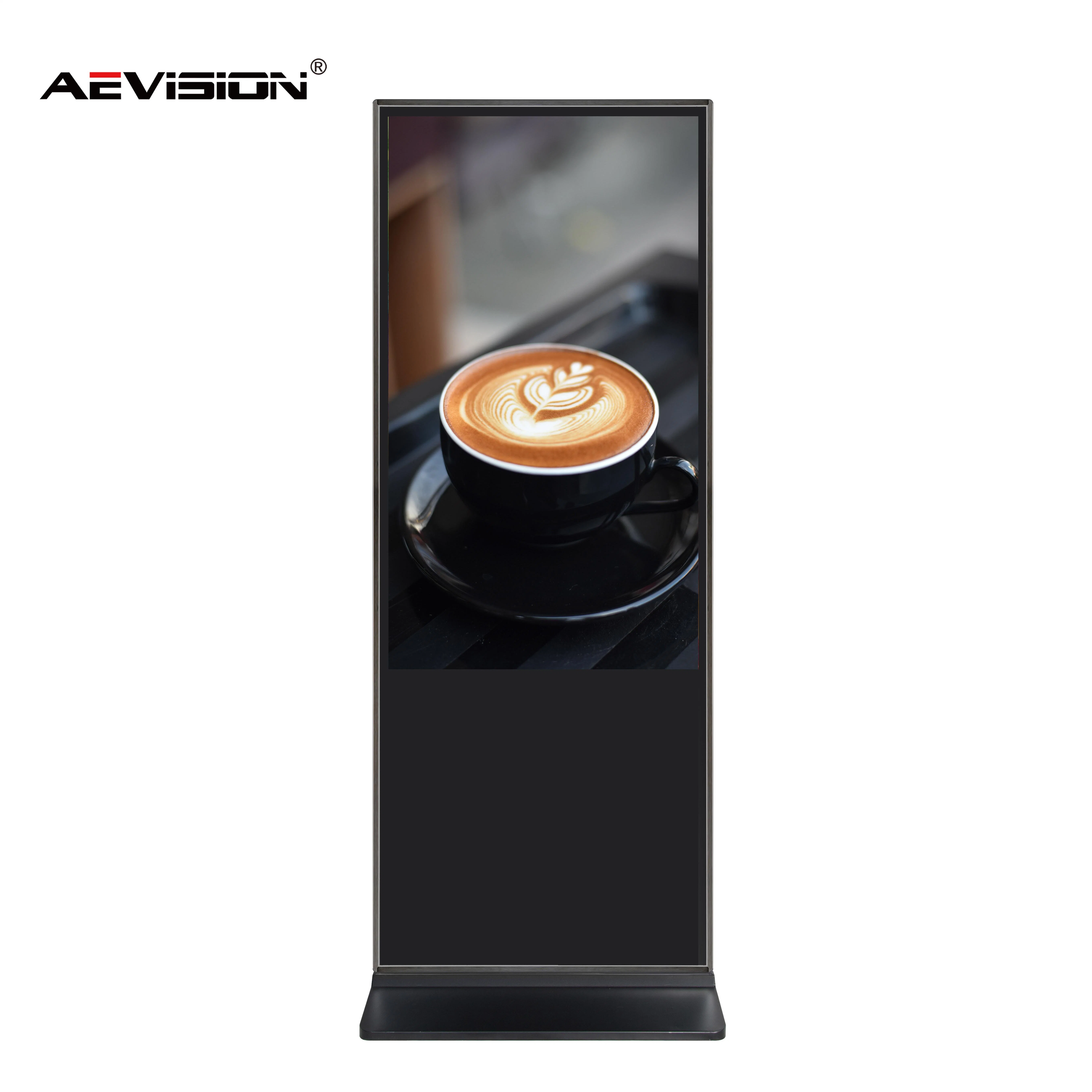 Floor Stand Player Full HD Advertising Screen Vertical Display Outdoor Standing LCD Digital Signage for Advertisement (43in, Black)