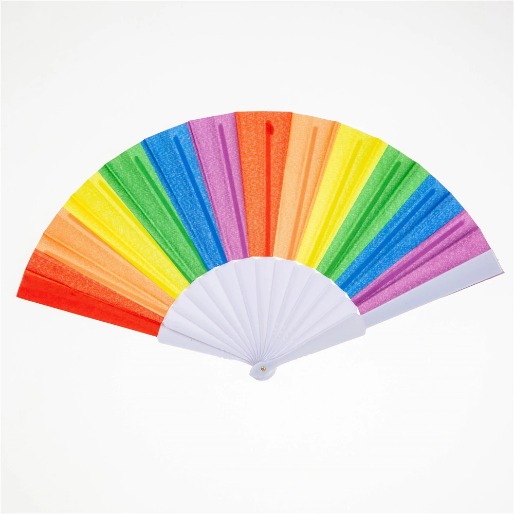 Arco iris Folding Abanicos promocionales personalizados Regalos para Empresas el logotipo impreso el ventilador de plástico de regalo