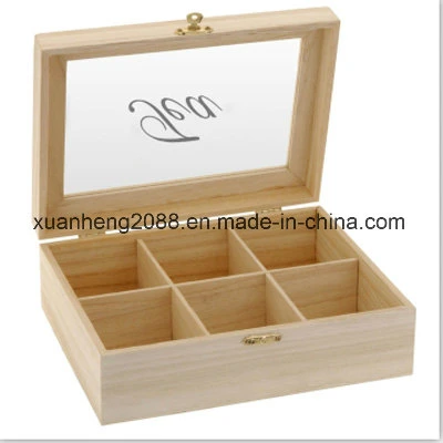 Sublimation Luxury Extra Large Custom Wooden Tea Box with Clear Windows