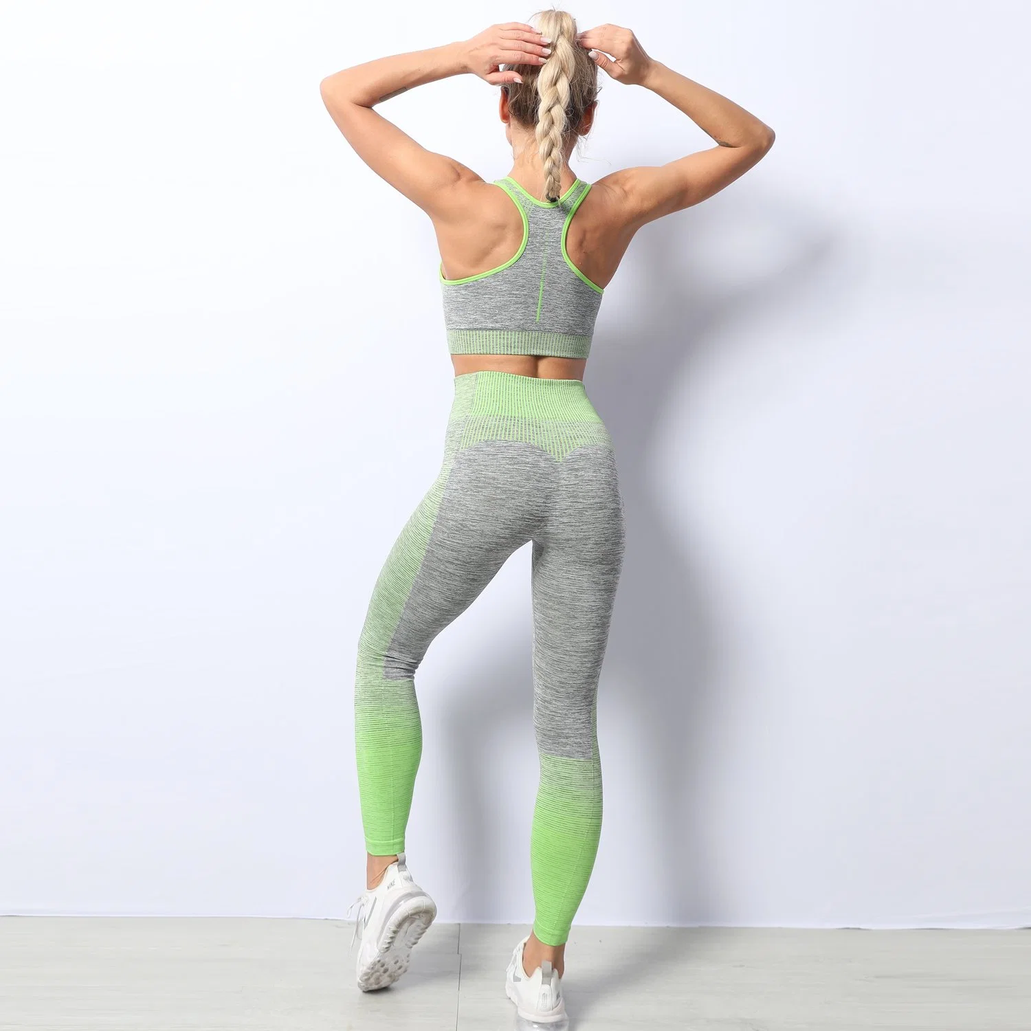 Dropship Seamless Gym Leggings Women's Activewear Fashion Racing Back Bra Fitness Sports Wear