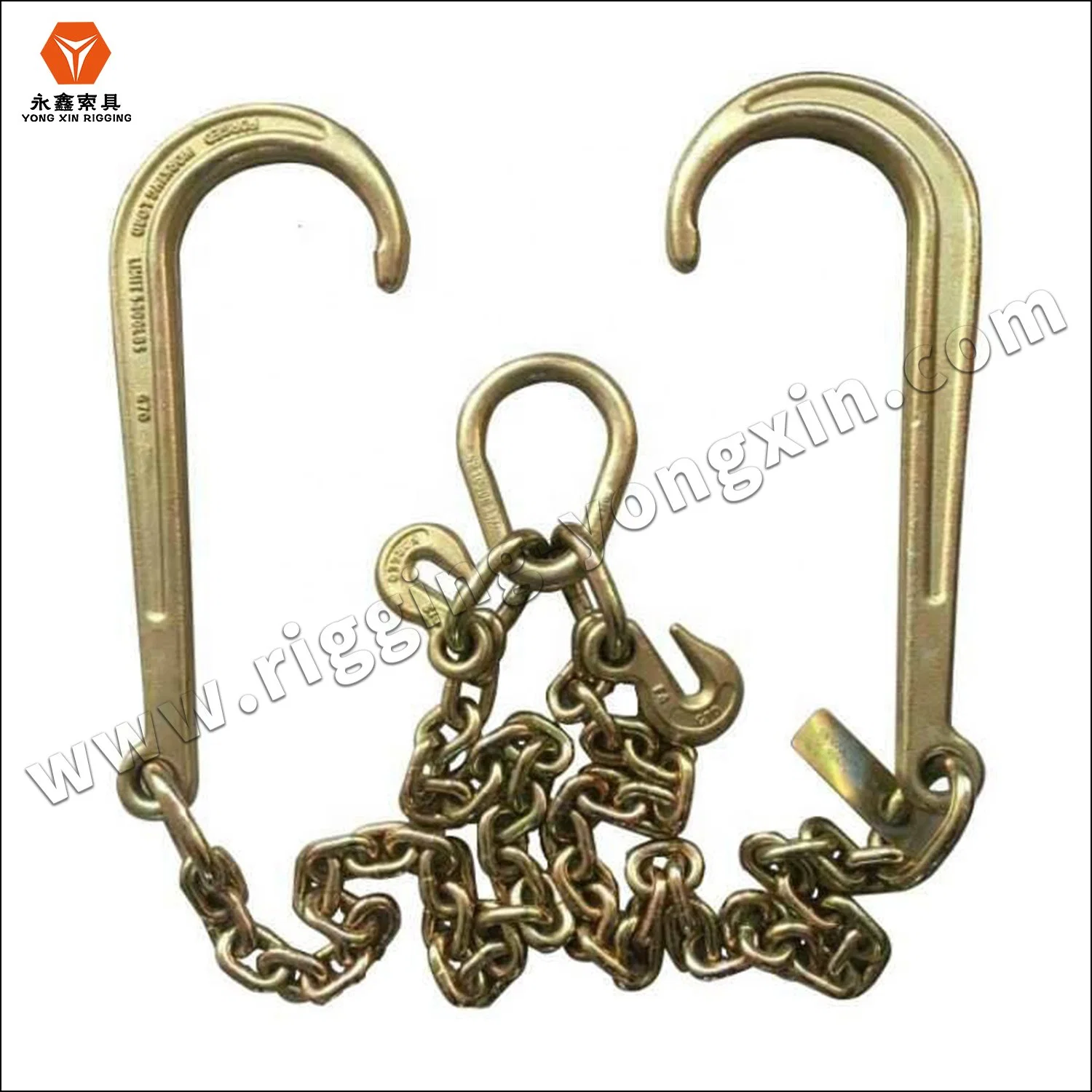 5/16"-3' Tow Chain Bridle with 15" J Hooks, Mini J and Grab Hooks, Heavy Duty 9400 Lbs Working Load