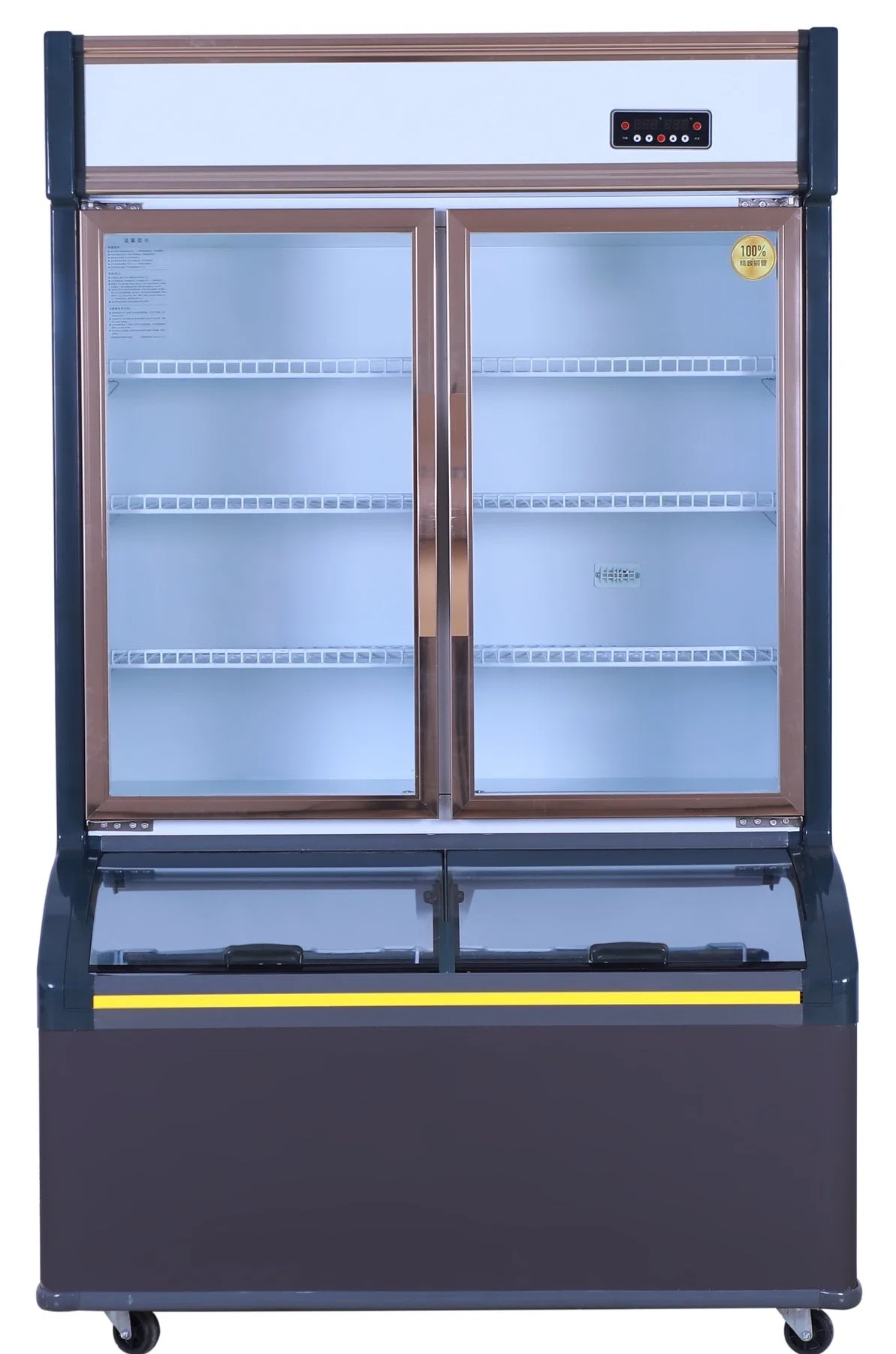 Supermarket Two-Temperature Sliding Glass Door Display Showcase for Soft Drink Food Vegetable