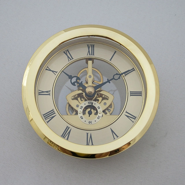 Skeleton Clock Insert Round Transparent Wall Clock Insert Roman Dial Gifts Brass Clock Movement