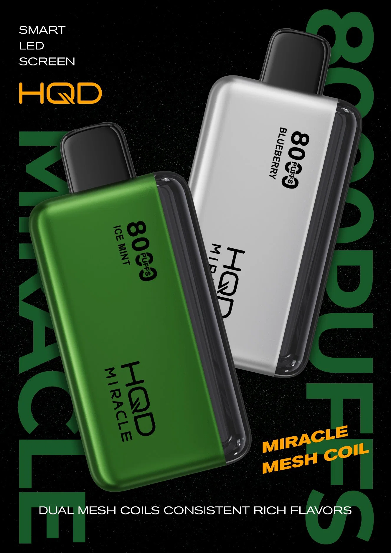 Hqd Milagre 8000baforadas Mango Dragon Sabor POR GROSSO E Cigarro Vape descartáveis de feltro