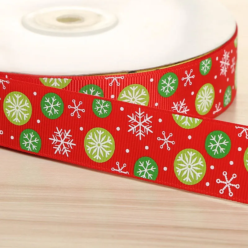 Merry Christmas Ribbon Pattern Snowflake Gingerbread Man Wired Edge Decoration Gift Packing Ribbon for Holiday Christmas Party