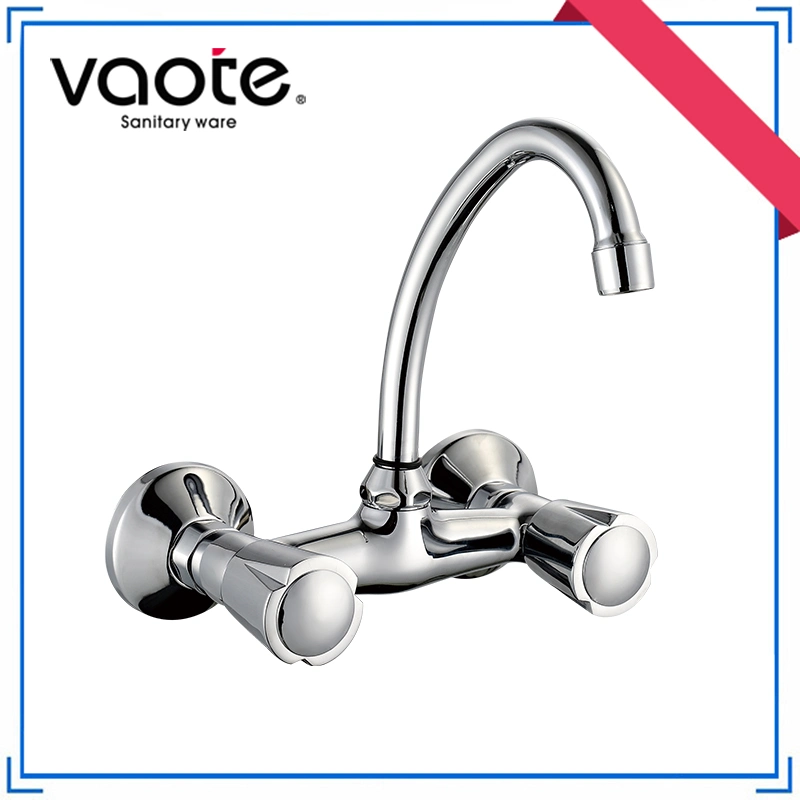 Sanitarios Accesorios de Baño Lavatorio Cromo Doble Mango Mezclador de Cuenca Baño (VT61403)