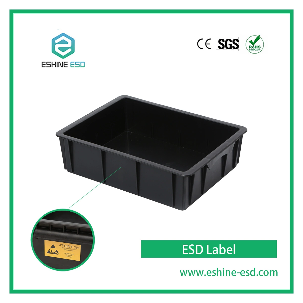 Circulation Box ESD Box Anti-Static Box Divider Available Industrial Cleanroom ESD Storage Plastic Box / Antistatic Container for Turnover