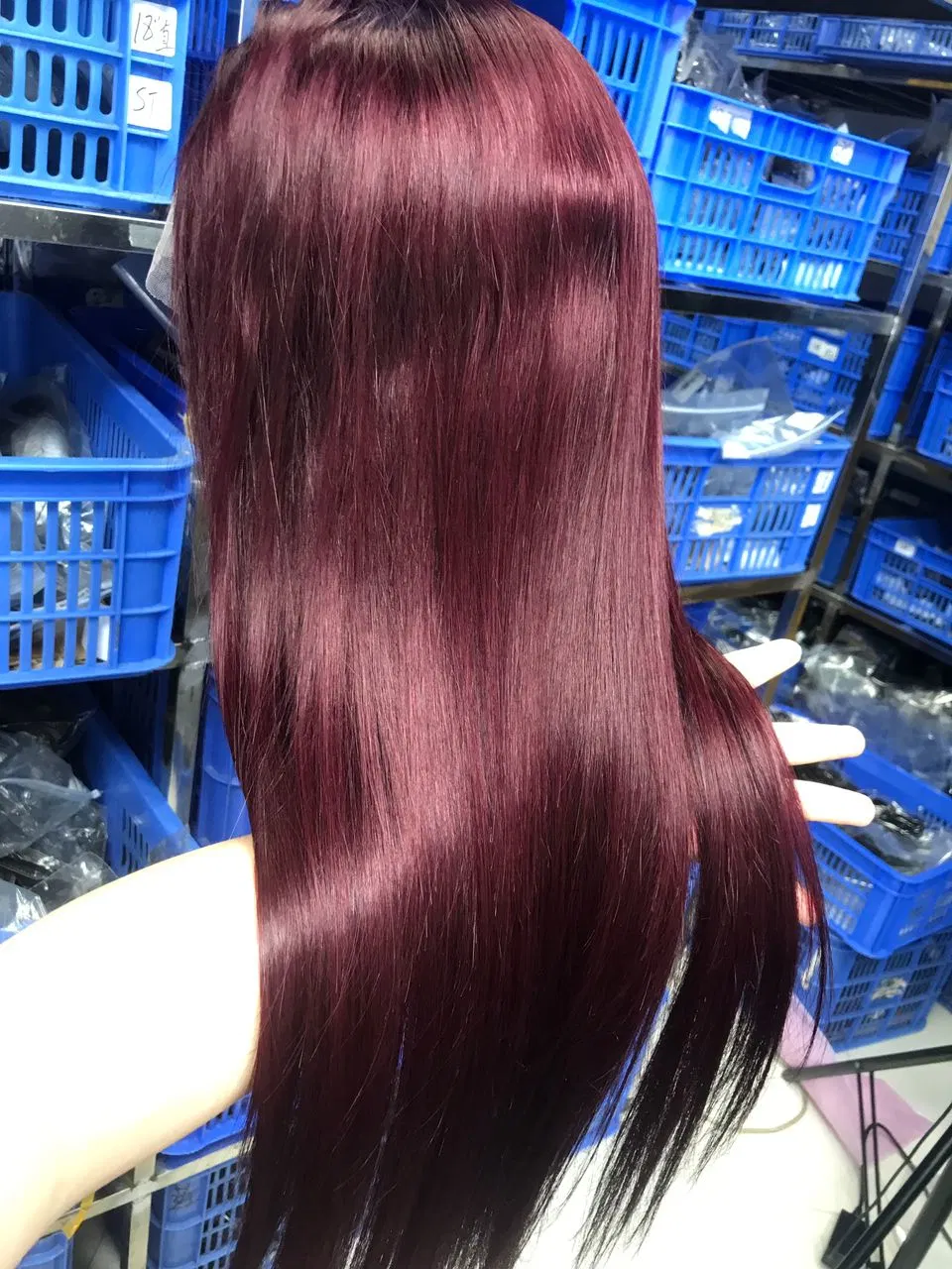 Indian Human Hair Lace Front Wig Straight Ombre Color 1b#-99j Party Wigs