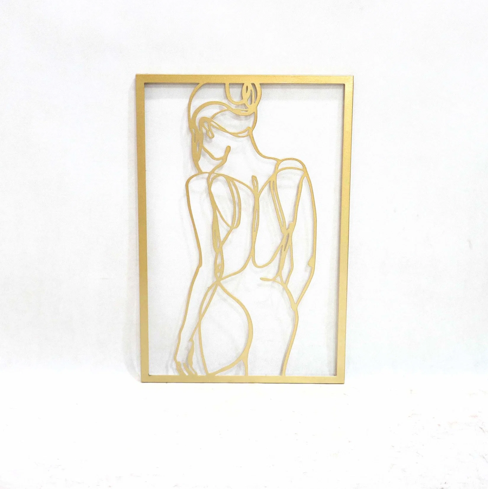 Vivegate Gold Minimalist Female Body Sticker Single Line Metal Wall Art Decor