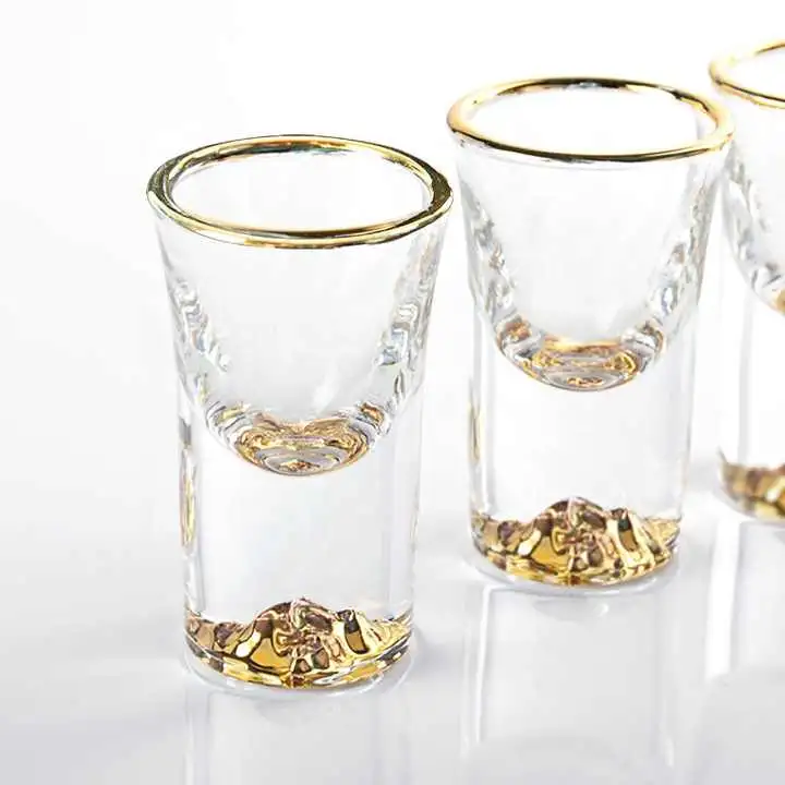 10ml Lead-Free Glass Jinshan Small Wine Glass Liquor Liquor Cup Gold Foil Phnom Penh Bullet Mug