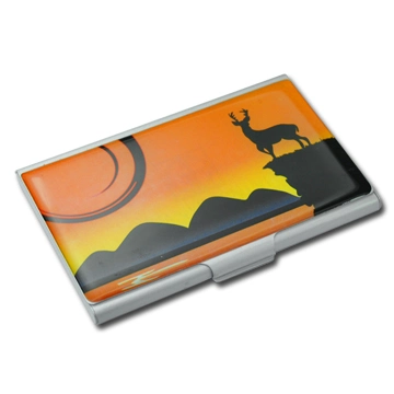 Custom Shiny Gold Printed Stainless Steel Card Holder