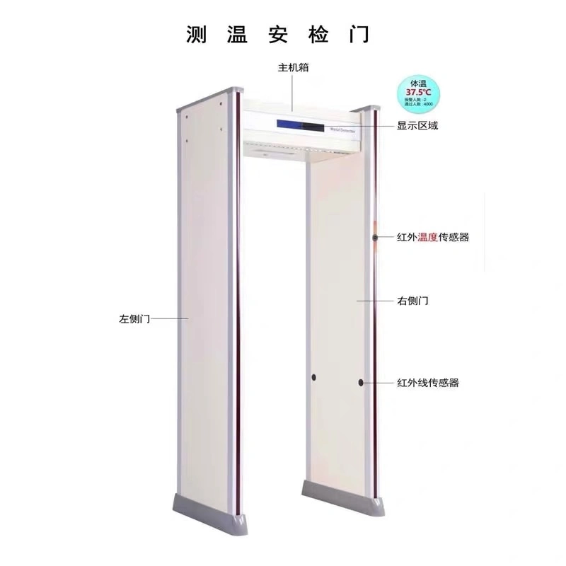 Pantalla LCD Walk-Through infrarrojos detector de metales de temperatura