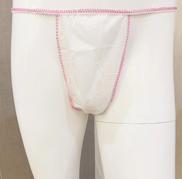 35GSM Wholesale/Supplier Disposable Women Soft Non-Woven Underpants with Pink/Green Elastic Rubber