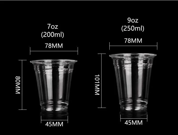 Transparente 12oz 16oz 22oz 32oz de jugo de bebidas de taza de leche de plástico envases de comida para llevar taza de Plástico PP Pet