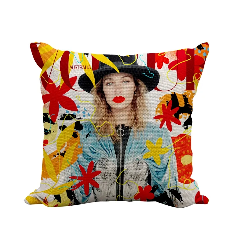 Sublimation Painting Pillowcase Cotton Linen Cushion Cover (Dark Color)