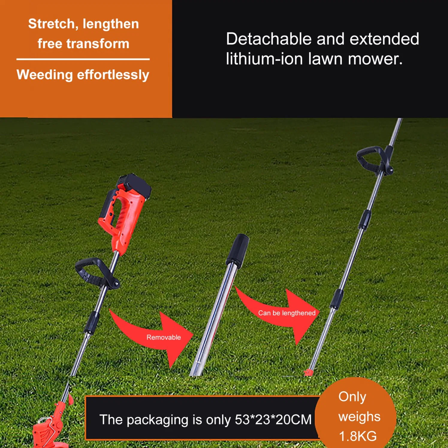 21V Electric Lawn Mower 450W Portable Adjustable Working Angle Cordless Grass Trimmer Grass Pruning Tools with Battery